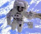 Uzay adamı, astronot bir uzay görevi bir sırt çantası ile tahrik sırasında